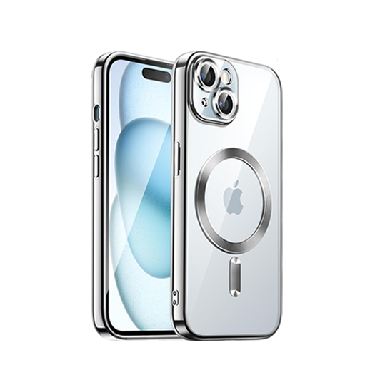 iPhone 15 Plus | iPhone 15 Plus - Valkyrie Silikone Hybrid Cover m. MagSafe - Sølv - DELUXECOVERS.DK