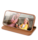 iPhone 16 | iPhone 16 - DUX DUCIS® Ægte Læder Etui M. Kortholder - Brun - DELUXECOVERS.DK