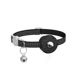 Airtag | Apple AirTag 1/2 Nylon Halsbånd V.2 til Hund og Kat - Sort - DELUXECOVERS.DK