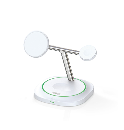 3-i-1 & Multi-Ladestationer | <X>DUZZONA | 3-i-1 Trådløs Ladestation M. MagSafe - 15W - Hvid - DELUXECOVERS.DK