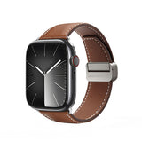 Apple Watch 42-49mm | Apple Watch (42/44/SE/45/46/49mm) - DUX DUCIS® M-Buckle Ægte Læder Rem - Brun - DELUXECOVERS.DK