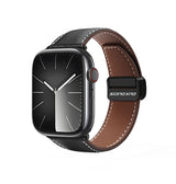 Apple Watch 42-49mm | Apple Watch (42/44/SE/45/46/49mm) - DUX DUCIS® M-Buckle Ægte Læder Rem - Sort - DELUXECOVERS.DK