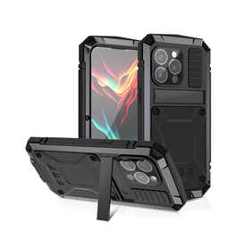 iPhone 15 Pro Max | iPhone 15 Pro Max - R-JUST™ Safeguard Vandtæt 360° Cover - Sort - DELUXECOVERS.DK