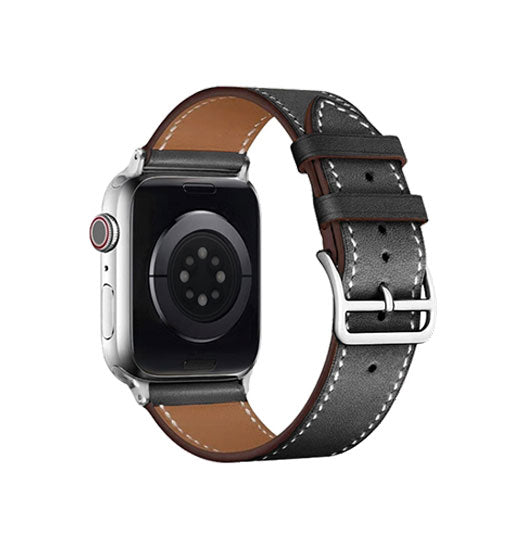 Apple Watch 42-49mm | Apple Watch (42/44/SE/45/46/49mm) - IMAK™ Exhil Læder Rem - Sort - DELUXECOVERS.DK