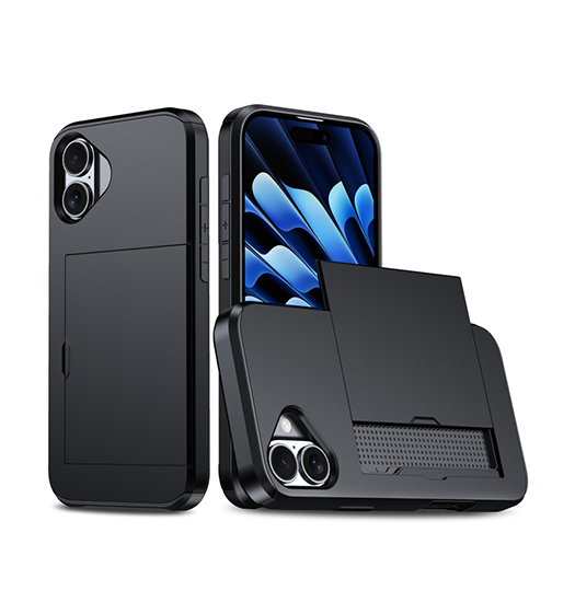 iPhone 16 Plus | iPhone 16 Plus - Deluxe™ Håndværker Cover M. Kortholder - Sort - DELUXECOVERS.DK