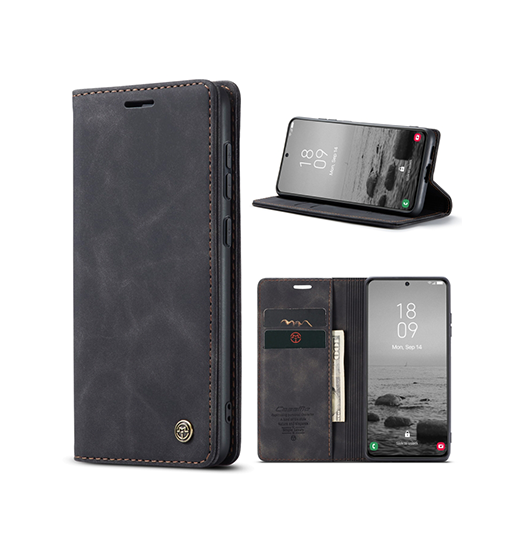 Samsung Galaxy S25 Plus | Samsung Galaxy S25 Plus - CaseMe™ Noble Læder Etui / Pung - Sort - DELUXECOVERS.DK