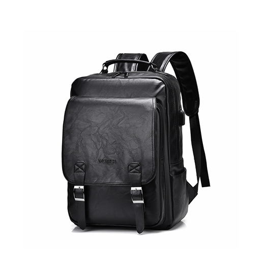 Rygsæk | WEIXIER™ Broker - Læder Laptop Rygsæk - Sort - DELUXECOVERS.DK