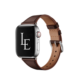 Apple Watch 42-49mm | Apple Watch (42/44/SE/45/46/49mm) - L'Empiri™ Thin Ægte Læder Rem - Mørkebrun - DELUXECOVERS.DK