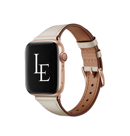 Apple Watch 42-49mm | Apple Watch (42/44/SE/45/46/49mm) - L'Empiri™ Thin Ægte Læder Rem - Elfenben - DELUXECOVERS.DK