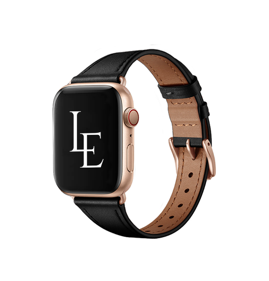 Apple Watch 42-49mm | Apple Watch (42/44/SE/45/46/49mm) - L'Empiri™ Thin Ægte Læder Rem - Mat Sort - DELUXECOVERS.DK