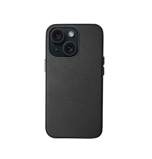 iPhone 15 Plus | iPhone 15 Plus - Grain Læder Bagside Cover - Sort - DELUXECOVERS.DK