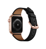 Apple Watch 38-42mm | Apple Watch (38/40/SE/41/42mm) - L'Empiri™ Thin Ægte Læder Rem - Mat Sort - DELUXECOVERS.DK