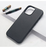 iPhone 15 Pro Max | iPhone 15 Pro Max - Grain Læder Bagside Cover - Sort - DELUXECOVERS.DK