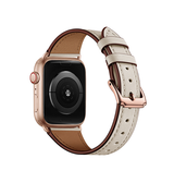 Apple Watch 38-42mm | Apple Watch (38/40/SE/41/42mm) - L'Empiri™ Thin Ægte Læder Rem - Elfenben - DELUXECOVERS.DK