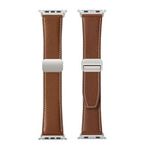 Apple Watch 42-49mm | Apple Watch (42/44/SE/45/46/49mm) - DUX DUCIS® M-Buckle Ægte Læder Rem - Brun - DELUXECOVERS.DK