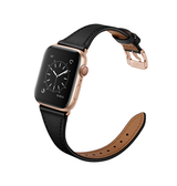 Apple Watch 42-49mm | Apple Watch (42/44/SE/45/46/49mm) - L'Empiri™ Thin Ægte Læder Rem - Mat Sort - DELUXECOVERS.DK