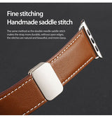Apple Watch 42-49mm | Apple Watch (42/44/SE/45/46/49mm) - DUX DUCIS® M-Buckle Ægte Læder Rem - Brun - DELUXECOVERS.DK