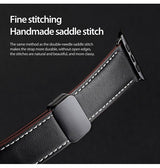 Apple Watch 42-49mm | Apple Watch (42/44/SE/45/46/49mm) - DUX DUCIS® M-Buckle Ægte Læder Rem - Sort - DELUXECOVERS.DK