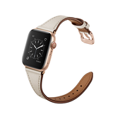 Apple Watch 42-49mm | Apple Watch (42/44/SE/45/46/49mm) - L'Empiri™ Thin Ægte Læder Rem - Elfenben - DELUXECOVERS.DK