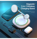 3-i-1 & Multi-Ladestationer | <X>DUZZONA | 3-i-1 Trådløs Ladestation M. MagSafe - 15W - Hvid - DELUXECOVERS.DK