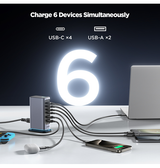 USB Strømstationer | JOYROOM™ 65W Ladestation – 4x USB-C & 2x USB-A – Sort - DELUXECOVERS.DK