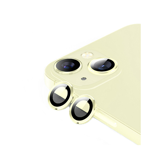 iPhone Beskyttelsesglas | iPhone 15 - Enkay™ Kameralinse Beskyttelsesglas - Gul - DELUXECOVERS.DK