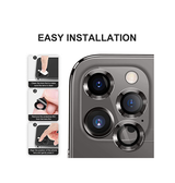 iPhone Beskyttelsesglas | iPhone 15 Pro Max - Enkay™ Kameralinse Beskyttelsesglas - Graphite - DELUXECOVERS.DK