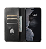 iPhone 13 Pro Max | iPhone 13 Pro Max - Suteni® Heritage Oil plånboksfodral i läder - Svart - DELUXECOVERS.SE