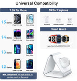 3-i-1 & Multi-Ladestationer | Power Air™ 3-i-1 Foldbar Trådløs Oplader - MagSafe Kompatibel - Hvid - DELUXECOVERS.DK