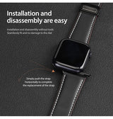 Apple Watch 42-49mm | Apple Watch (42/44/SE/45/46/49mm) - DUX DUCIS® M-Buckle Ægte Læder Rem - Sort - DELUXECOVERS.DK