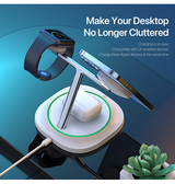 3-i-1 & Multi-Ladestationer | <X>DUZZONA | 3-i-1 Trådløs Ladestation M. MagSafe - 15W - Hvid - DELUXECOVERS.DK