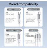 Kabel USB-C til Lightning | JOYROOM™ 3-i-2 USB-A+USB-C til Lightning / USB-C / MicroUSB - 1.2M - DELUXECOVERS.DK