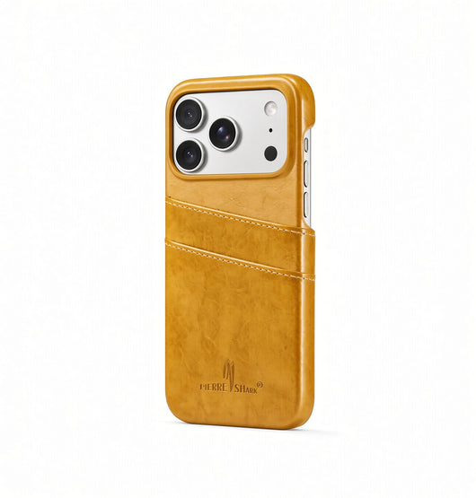 iPhone 17 Pro Max | iPhone 17 Pro Max - NX Design™ Læder Cover M. Kortholder - Gul - DELUXECOVERS.DK