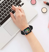 Apple Watch 38-42mm | Apple Watch (38/40/SE/41/42mm) - Scrunchie Dame Rem - Sort - DELUXECOVERS.DK