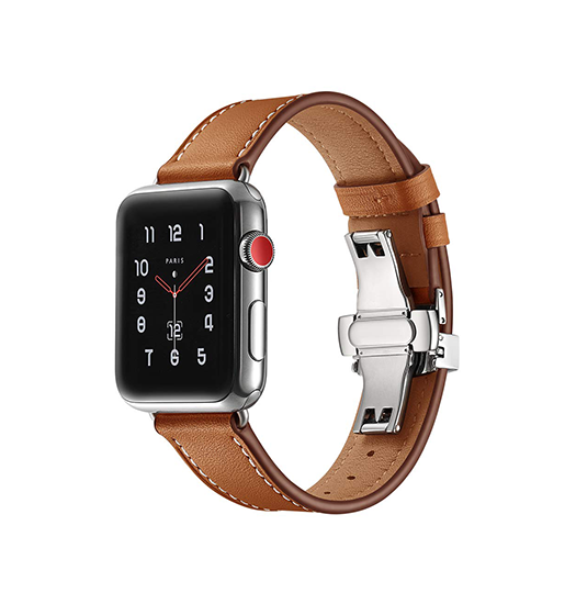 Apple Watch 38-42mm | Apple Watch (38/40/SE/41/42mm) - BOX-W Kalveskinds Læder Rem - Brun - DELUXECOVERS.DK