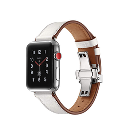 Apple Watch 42-49mm | Apple Watch (42/44/SE/45/46/49mm) - BOX-W Kalveskinds Læder Rem - Hvid - DELUXECOVERS.DK