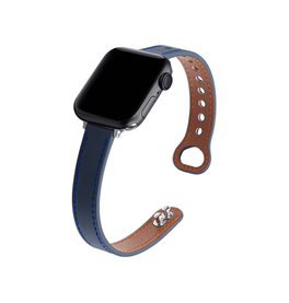 Apple Watch 42-49mm | Apple Watch (42/44/SE/45/46/49mm) - ADENA™ Classic Læder Urrem - Blå - DELUXECOVERS.DK