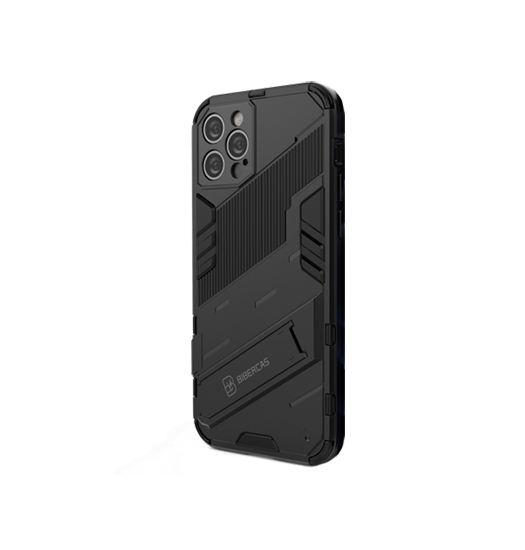 iPhone 12 Pro | iPhone 12 Pro - Eagle™ PRZ Stødsikkert Cover M. Kickstand - Sort - DELUXECOVERS.DK