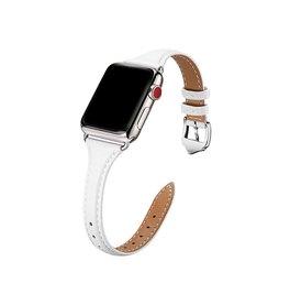 Apple Watch 38-42mm | Apple Watch (38/40/SE/41/42mm) - Wonder™ Classic Læder Rem - Hvid - DELUXECOVERS.DK
