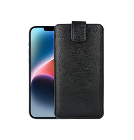 iPhone 14 | iPhone 14 - Verona Læder Sleeve M. Lukning - Black Onyx - DELUXECOVERS.DK