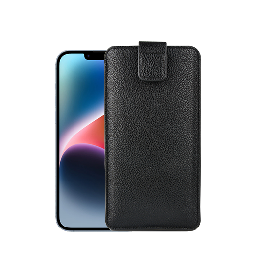 iPhone 14 | iPhone 14 - Verona Læder Sleeve M. Lukning - Black Onyx - DELUXECOVERS.DK