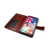 iPhone XS Max | iPhone XS Max - IDEWEI™ Deluxe Læder Etui Med Pung - Brun - DELUXECOVERS.DK