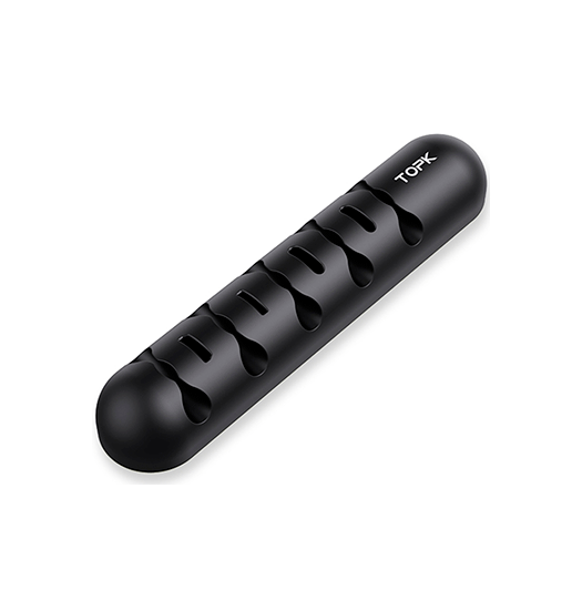 Kabelorganisering | TOPK™ | Skrivebord Silikone Kabel holder til 5 stk - Sort - DELUXECOVERS.DK