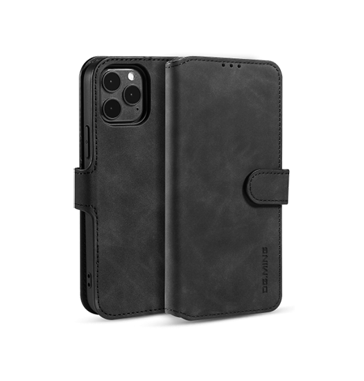 iPhone 12 Pro Max | iPhone 12 Pro Max - DG.MING™ Classical Læder Etui / Taske M. Pung - Sort - DELUXECOVERS.DK
