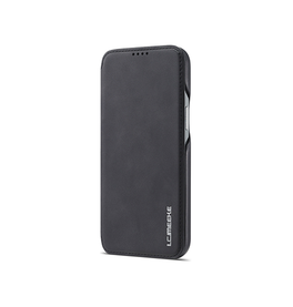 iPhone 12 | iPhone 12 - LC.IMEEKE™ Læder Flip Cover M. Kortholder - Sort - DELUXECOVERS.DK