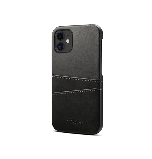 iPhone 12 | iPhone 12 - NX Design™ Læder Cover M. Kortholder - Sort - DELUXECOVERS.DK