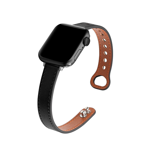 Apple Watch 38-42mm | Apple Watch (38/40/SE/41/42mm) - ADENA™ Classic Læder Urrem - Sort - DELUXECOVERS.DK