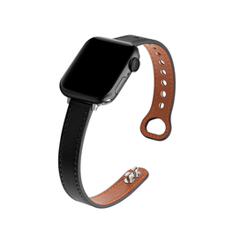 Apple Watch 42-49mm | Apple Watch (42/44/SE/45/46/49mm) - ADENA™ Classic Læder Urrem - Sort - DELUXECOVERS.DK