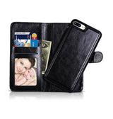 iPhone 7/8 Plus | iPhone 7/8 Plus - Vintage 2-i-1 plånboksfodral i läder med avtagbart skal - Svart/Grå - DELUXECOVERS.SE