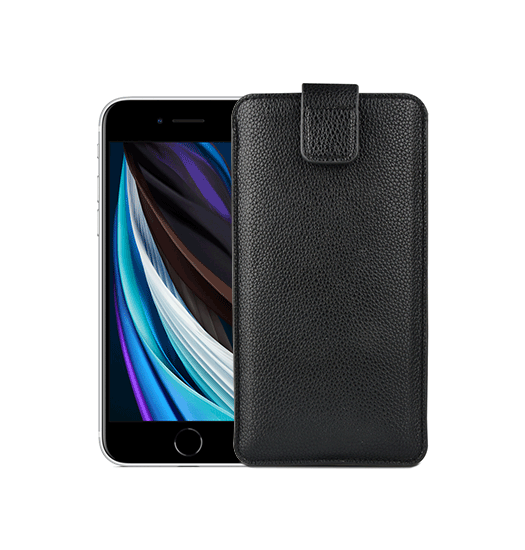 iPhone 7 / 8 / SE (2020/2022) | iPhone 7/8/SE(2020/2022) - Verona Læder Sleeve M. Lukning - Black Onyx - DELUXECOVERS.DK